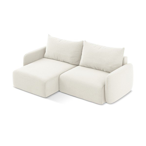 Krēmkrāsas samta salokāms stūra dīvāns ar uzglabāšanas vietu (ar kreiso stūri/ar zvilni) Kalena – Makamii-image-3