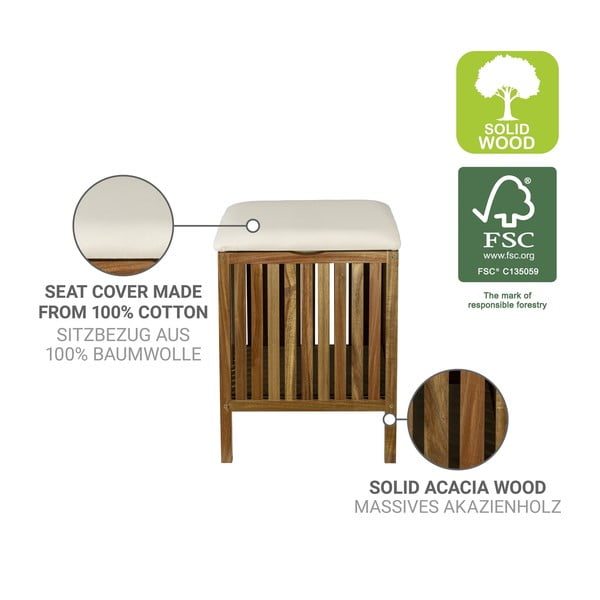 Tumša dabīga toņa koka veļas grozs 38 l Fondi – Wenko-image-2