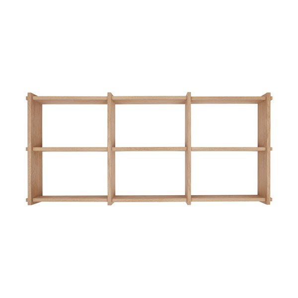 Dabīga toņa daudzlīmeņu ozola masīvkoka sienas plaukts 37 cm Grid – OYOY Living Design