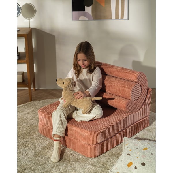Rozā velveta bērnu atpūtas krēsls Flipster – Wigiwama-image-3
