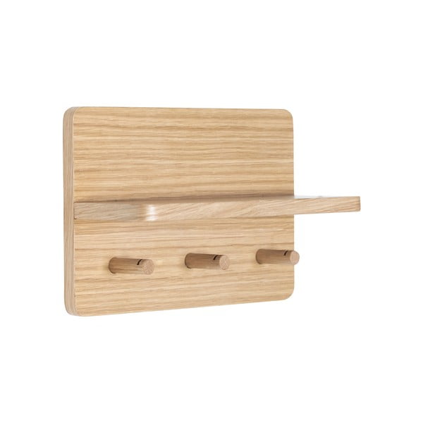 Dabīga toņa sienas pakaramais ar ozolkoka imitāciju ar plauktu Space – Hübsch