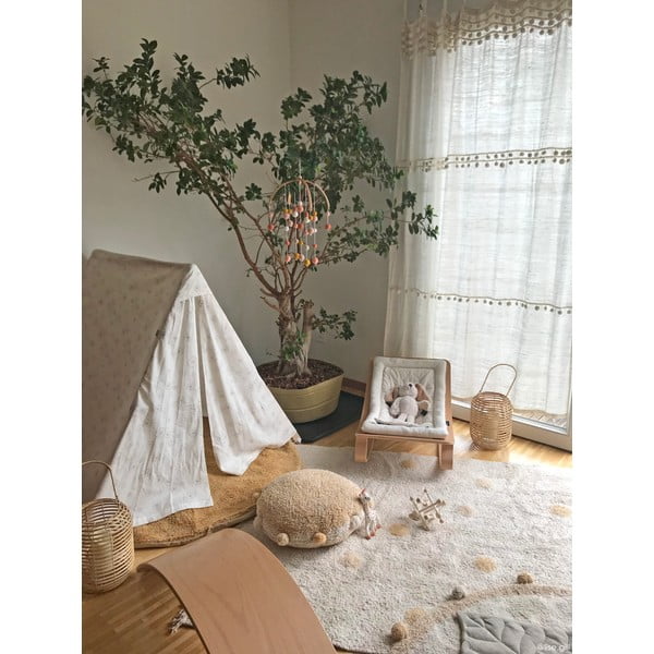 Okera dzeltens/krēmkrāsas mazgājams/ar rokām darināts kokvilnas bērnu paklājs 120x160 cm Hippy Dots Honey – Lorena Canals-image-3