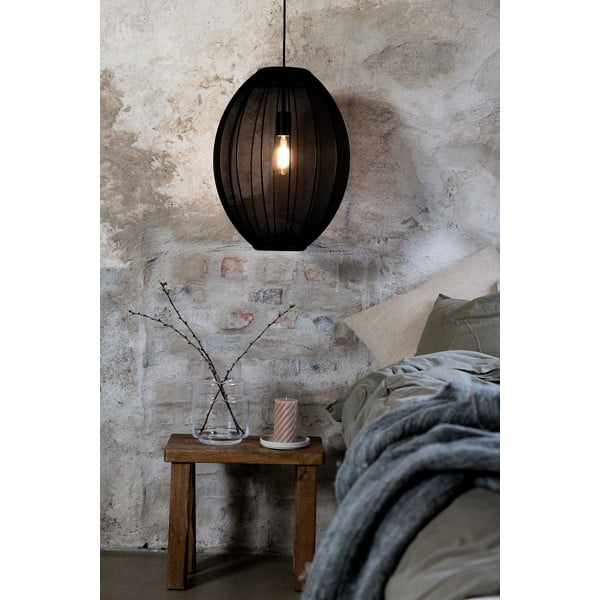 Melna piekaramā lampa ar auduma abažūru ø 40 cm Florence – Markslöjd-image-4