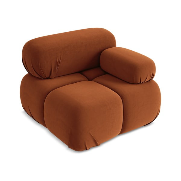 Oranža samta modulārā dīvāna daļa (ar labo stūri) Lokua – Makamii-image-2