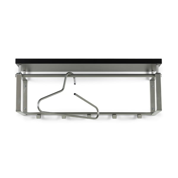 Melns/sudraba krāsas metāla sienas pakaramais ar plauktu 70 cm Rex – Spinder Design-image-2