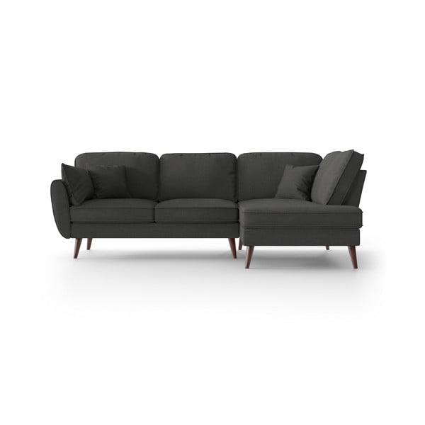 Antracīta pelēks stūra dīvāns My Pop Design Auteuil, labais stūris