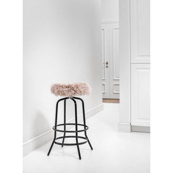 Gaiši brūns aitādas sēdekļa spilvens apaļam ēdamistabas krēslam Royal Dream Zealand, ⌀ 35 cm-image-1