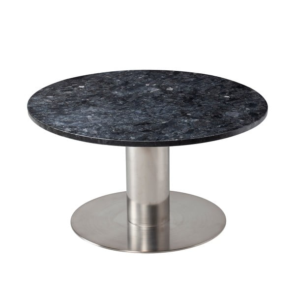 Melna granīta kafijas galdiņš ar sudraba krāsas pamatni RGE Pepo, ⌀ 85 cm