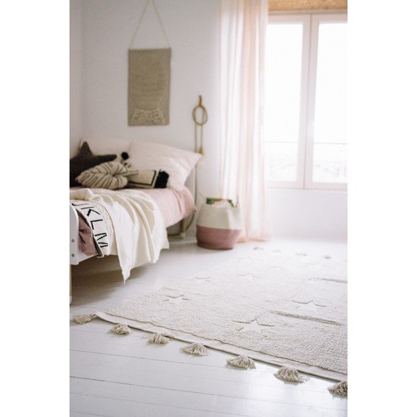 Bēšs mazgājams/ar rokām darināts kokvilnas bērnu paklājs 120x175 cm Hippy Stars Natural – Lorena Canals-image-1