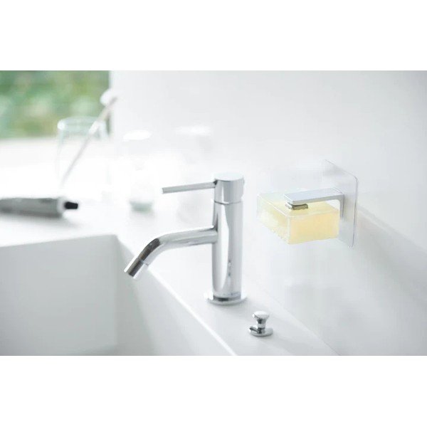 Balts plastmasas pašlīmējošs magnētiskais ziepju turētājs Film Hook – YAMAZAKI-image-2