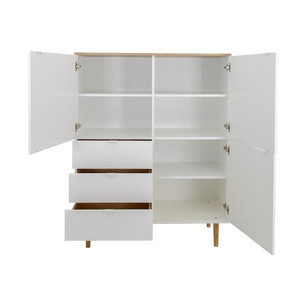 Balta/dabīga toņa augsta kumode ar ozolkoka imitāciju 109x137 cm Skagen – Tenzo-image-4