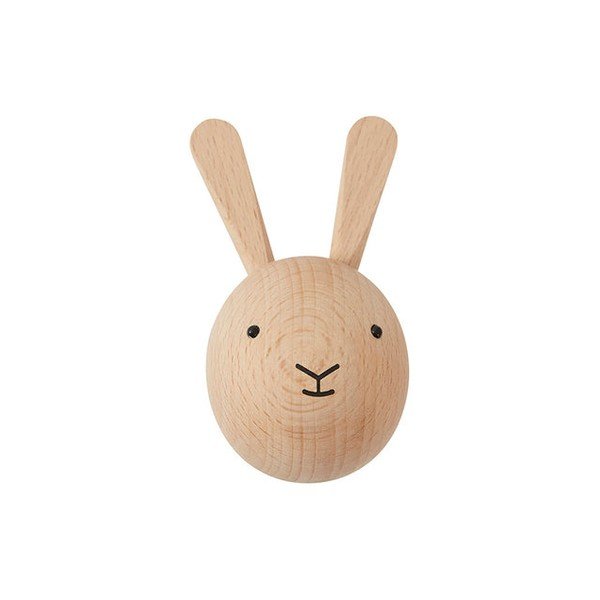 Dabīga toņa dižskābarža masīvkoka sienas āķis Rabbit – OYOY Mini