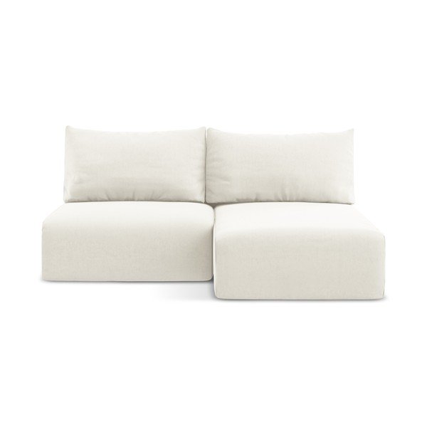 Krēmkrāsas samta salokāms stūra dīvāns ar uzglabāšanas vietu (ar labo stūri/ar zvilni) Kalena – Makamii