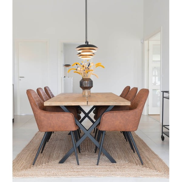 Brūni polsterēti ēdamistabas krēsli ar roku balstiem (2 gab.) Harbo – House Nordic-image-1