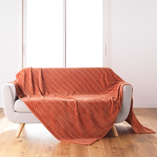 Ķieģeļu sarkans gultas pārklājs no mikroflaneļa 180x220 cm Arya – douceur d'intérieur