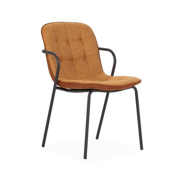 Terakotas oranžs polsterēts pusdienu krēsls ar roku balstiem Angie – Marckeric