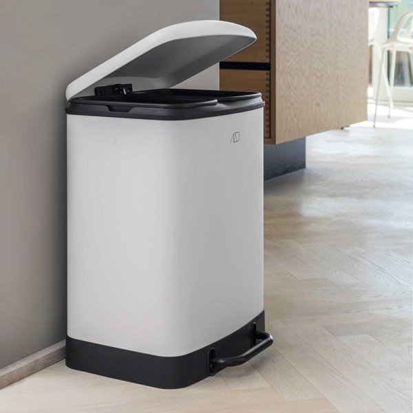 Balta atkritumu šķirošanas metāla atkritumu tvertne ar pedāli 24 l Wonda – Mette Ditmer Denmark-image-2