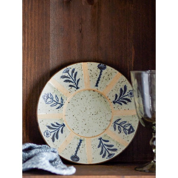 Gaiši zils/krēmkrāsas deserta māla šķīvis ø 16 cm Leonie – Bloomingville-image-2