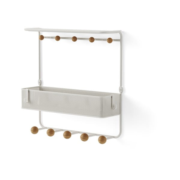 Balts/dabīga toņa metāla sienas pakaramais ar plauktu Estique – Umbra-image-3