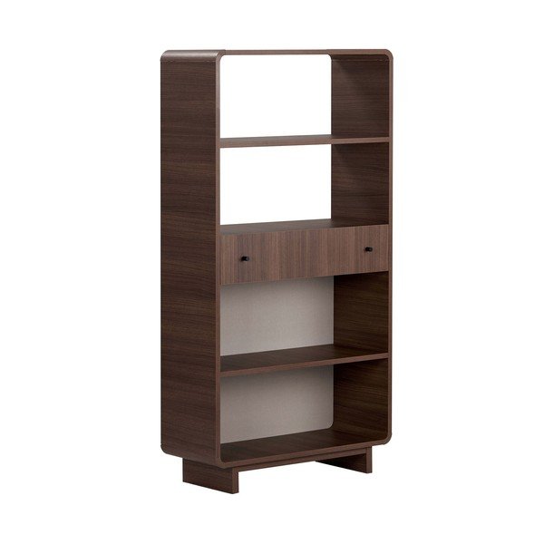 Tumša dabīga toņa grāmatplaukts ar riekstkoka imitāciju 78x153x34 cm Senza – Nordure