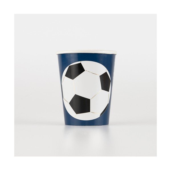 Papīra vienreizlietojamās glāzītes (8 gab.) Soccer – Meri Meri-image-1