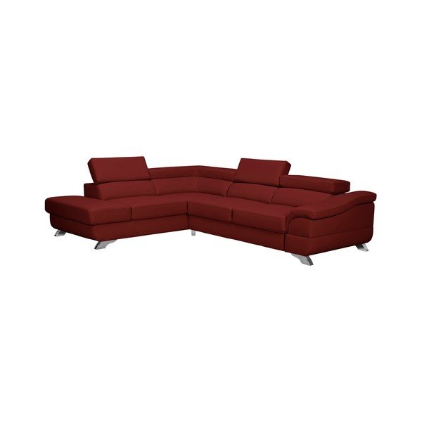 Sarkanās ādas izskats Windsor & Co Sofas Gamma dīvāns, kreisais stūris-image-1