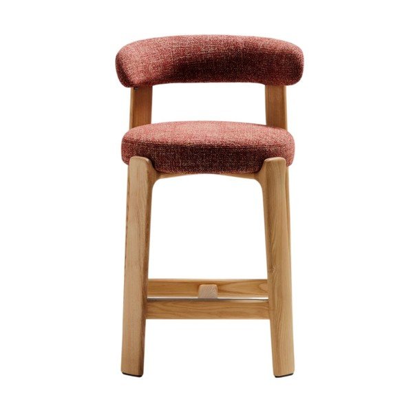 Terakotas oranžs/gaiša dabīga toņa oša masīvkoka bāra krēsls (sēdekļa augstums 65 cm) Granite – Kave Home-image-4