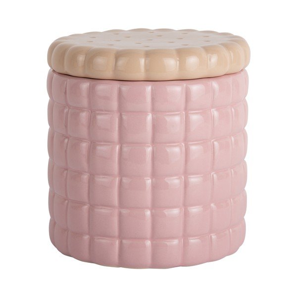 Gaiši rozā dekoratīva keramikas uzglabāšanas kaste ø 14x15 cm Biscuit Box – PT LIVING