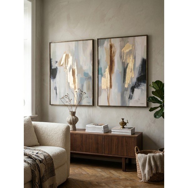 Drukātas/ar rokām krāsotiem elementiem gleznas (2 gab.) ar rāmi/uz audekla 60x80 cm Gallery – Bizzotto-image-1