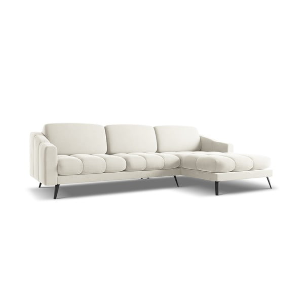 Krēmkrāsas samta stūra dīvāns (ar labo stūri) Nalu – Makamii-image-4