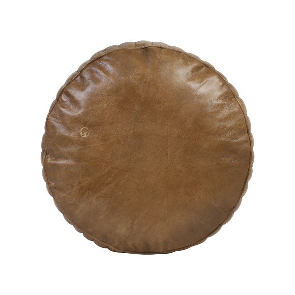 Brūns ādas pufs ø 42 cm Luko – Light & Living-image-1