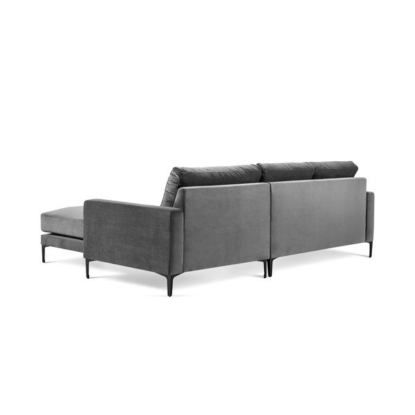 Pelēks samta stūra dīvāns Kooko Home Harmony, labais stūris-image-3