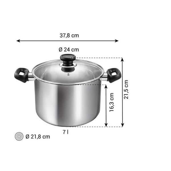 Nerūsējošā tērauda katls ar vāku piemērots indukcijas plītij 7 l Brava – Tescoma-image-3