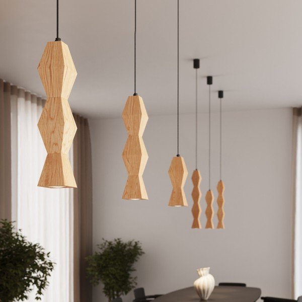 Dabīga toņa dižskābarža masīvkoka piekaramā lampa ø 8 cm Cubo – Sollux-image-1