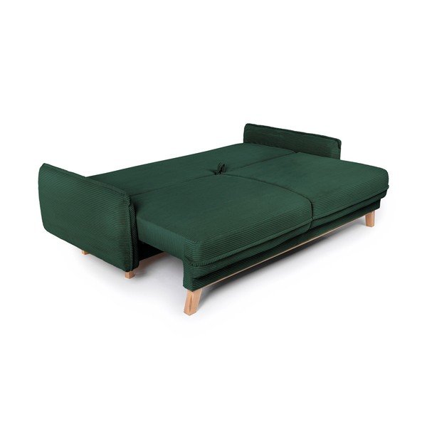 Tumši zaļš velveta salokāms/ar uzglabāšanas vietu dīvāns 218 cm Tori – Bonami Selection-image-4