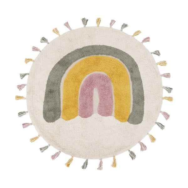 Krēmkrāsas mazgājams/ar rokām darināts kokvilnas bērnu paklājs ø110 cm Rainbow Moss – Nattiot