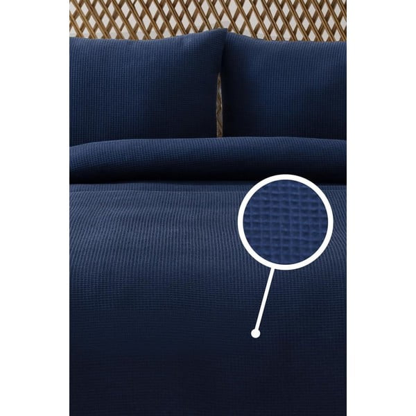 Tumši zils gultas pārklājs 200x220 cm Waffle – Mijolnir-image-1