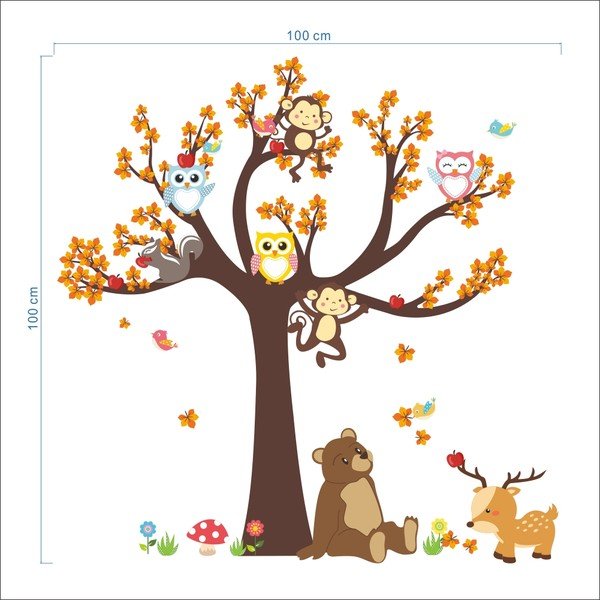 Sienas uzlīme Ambiance Tree with Animals-image-2