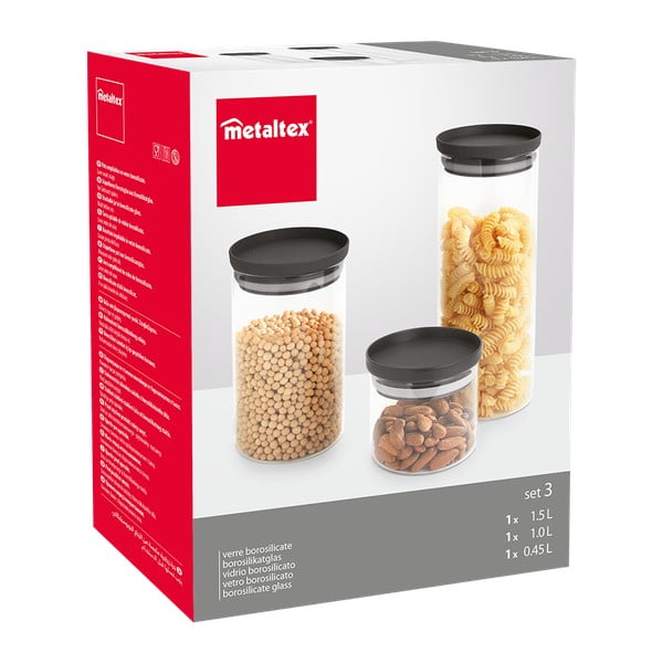 Stikla konteineri pārtikai (3 gab.) – Metaltex-image-1