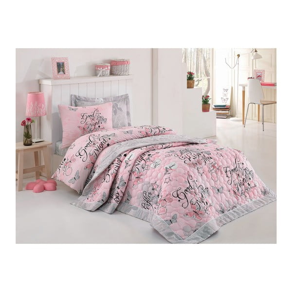 Gultas veļa ar gultas pārklāju Feeling Pink, 160 x 220 cm