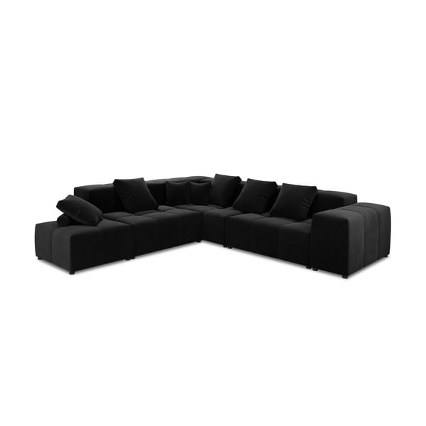 Melns samta stūra dīvāns (maināms stūris) Rome Velvet – Cosmopolitan Design 