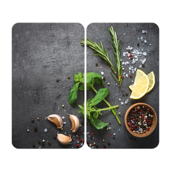 Pelēkas stikla aizsargplāksnes plītij (2 gab.) Wenko Universal Herbs