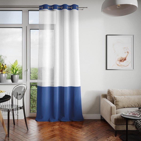 Balts/zils aizkars AmeliaHome Irvelette Eyelets, 140 x 270 cm-image-2