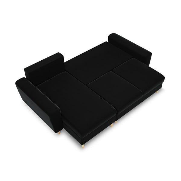 Melns samta salokāms stūra dīvāns ar uzglabāšanas vietu Kyoto – Cosmopolitan Design-image-1