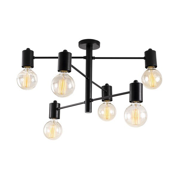 Melna griestu lampa ar 6 spuldzēm Opviq lights Hexa-image-2