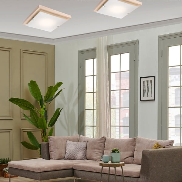 Brūna/dabīga toņa griestu lampa 30x30 cm Pedro – LAMKUR-image-3