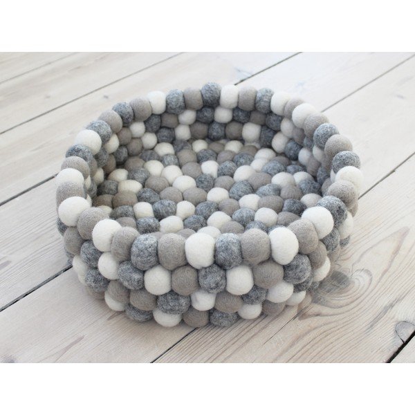 Gaiši pelēks un balts bumbiņu vilnas uzglabāšanas grozs Wooldot Ball Basket, ⌀ 28 cm