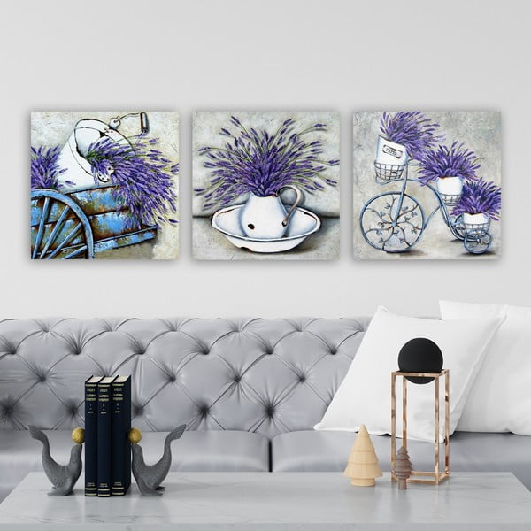 Gleznas (3 gab.) 30x30 cm Lavender – Wallity-image-1