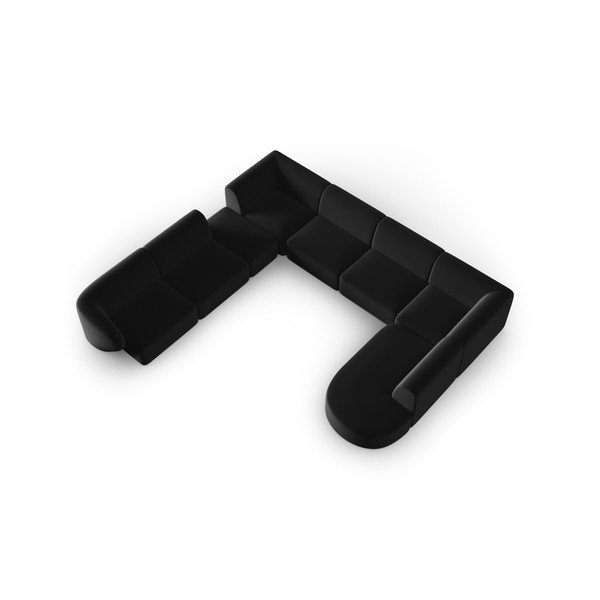 Melns samta stūra dīvāns (ar kreiso stūri/U veida) Paolo – Milo Casa-image-1