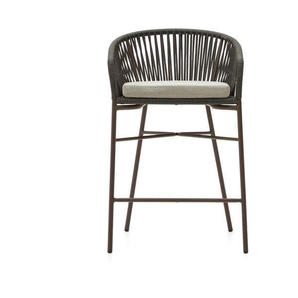 Zaļš metāla/polsterēts dārza bāra krēsls Yanet – Kave Home-image-2